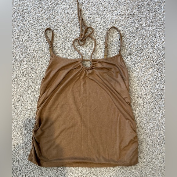 OLD NAVY Fitted Sleeveless Tie-Front Brown Tank Top - Picture 2 of 8